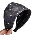 Flocked Velvet Polka Dot Wide Padded Headband 2 Colors view 5