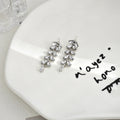 Silver Cascading Leaf Clear Look Long Stud Earrings view 2