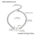 Heart Initial Zircon Cuban Necklace Bracelet Gold Steel view 7