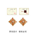 Gold Orange CZ Cross Petal Diamond Stud Earrings Style view 3