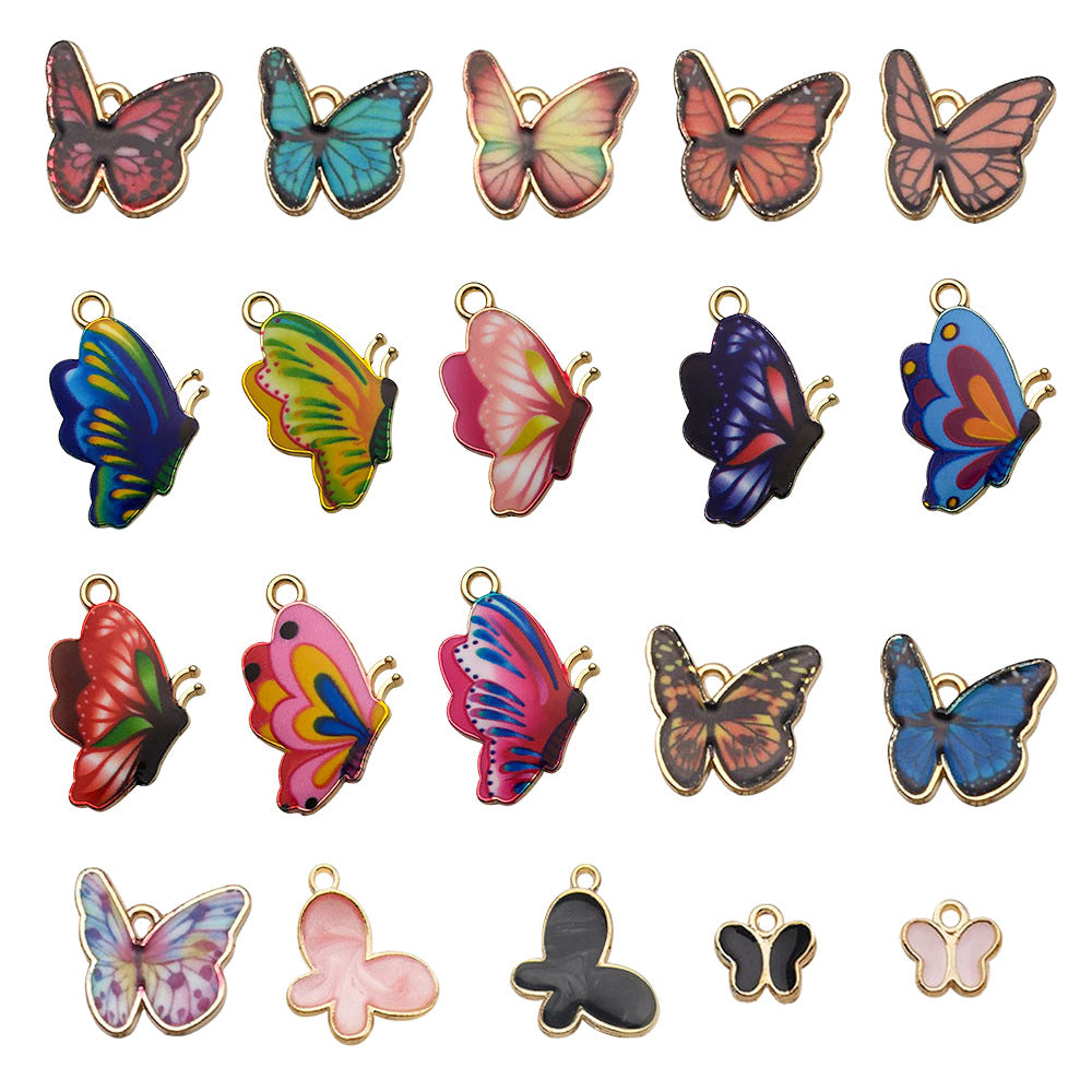 Zinc Alloy Colorful Enamel Butterfly Charm Pendant for DIY Keychain Necklace Bracelet