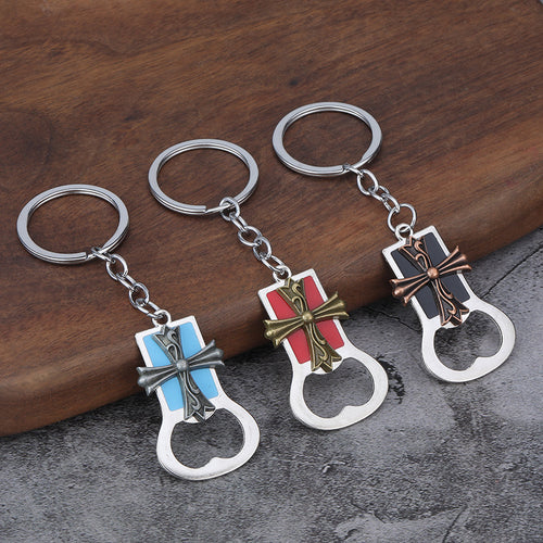 Cross Bottle Opener Enamel Metal Keychain Pendant Gift Accessory