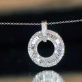 Silver Double Circle Baguette Cubic Zirconia Pendant Necklace view 5