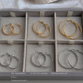 Minimal Round Hoop Earrings In Gold And Silver Tone Three Sizes view 1