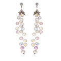 Iridescent Crystal Cluster Long Drop Earrings in Silver Tone view 5