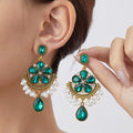 Six Color Ornate Floral Chandelier Statement Earrings view 9