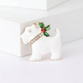 Holly Collar Terrier Brooch in Black or White Enamel view 6