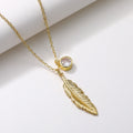 Feather Crystal Pendant Necklace in Silver and Gold Tones view 7