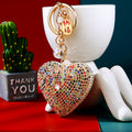 Jeweled Fortune Heart Keychains in Sixteen Solid and Striped Color Options view 8