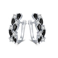 Black and Clear Leaf Cluster Huggie Earrings Polished Jewelry Accessory view 1