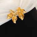 Layered Sculptural Leaf Stud Earrings in Two Tones view 6