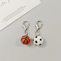 Basketball and Soccer Ball Lobster-Clasp Charms in Silver Tone view 1