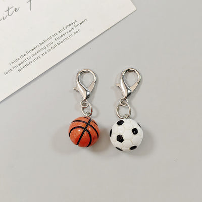 Main product view of basketball and Soccer Ball Lobster-Clasp Charms in Silver Tone