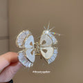 Two Gold Tone Iridescent Black Butterfly Crystal Hair Claws view 3