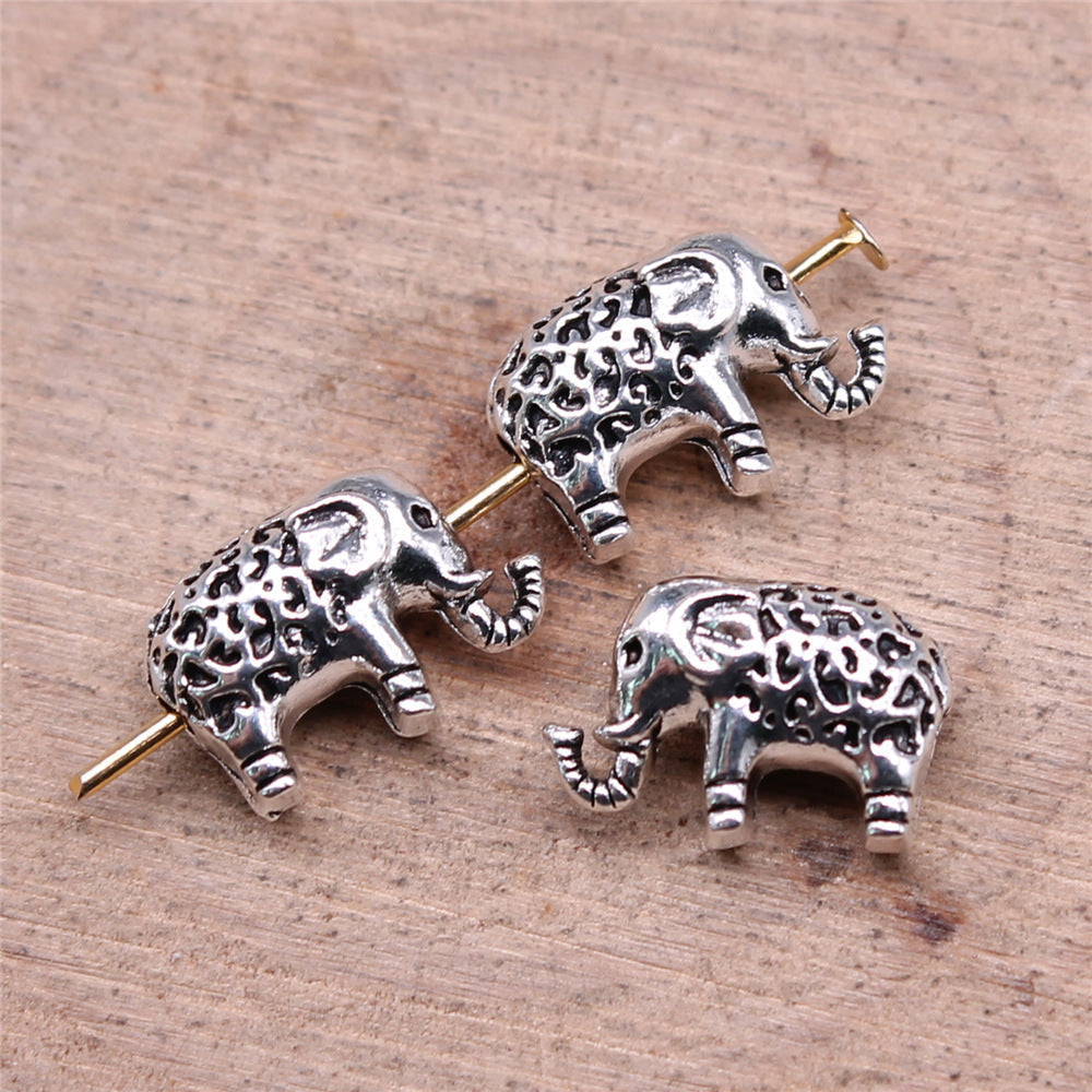 13x8mm 1.38g Antique Silver Zinc Alloy Elephant Small Hole Loose Metal Beads for DIY Jewelry Making