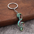 Microphone Treble Clef Metal Keychain in Silver and Iridescent view 2