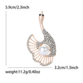 Crystal Swan Brooch with Faux Pearl in Rose Gold or Silver view 6