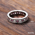 Silver Tone Pink Stone and Scroll Pattern Eternity Band Ring view 5