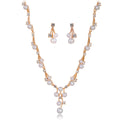 Black Silver Tone Pearl Crystal Vine Two Designs Metal Necklace and Earring Set view 5