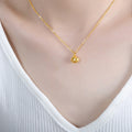 Metal Teardrop Pendant Necklace Gold And Steel Tone view 3