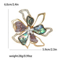 Shell Effect Petal Flower Brooch With Gold Crystal Outlines view 5
