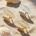 Crystal Peacock Fan Open Ring in Gold and Silver Tone view 3