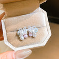 Pastel Bead Grape Cluster and Pearl Bow Stud Earrings view 7