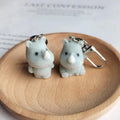 Gray Flocked Rhinoceros Keychains Standing Sitting 2 Styles view 1