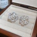 Pearl Center Radiating Flower Clip On Earrings With Polished Metal Details view 6