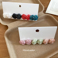 Pearl Rose Flower Stud Earring Sets Pastel Bold Colors view 3