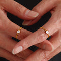 Twisted Square Solitaire Ring in Gold Tone Sizes Six to Eight view 4