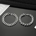 Antique Silver Tone Chunky Curb Chain Link Bracelet view 2