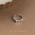 Silver Tone 1314 Open Adjustable Cuban Chain Band Ring view 3