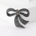 Pearl Rhinestone Bow Brooch Gold Silver Black Three Styles view 2