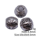 Butterfly-Pattern Round Large-Hole Bead in Antique Silver Tone view 3