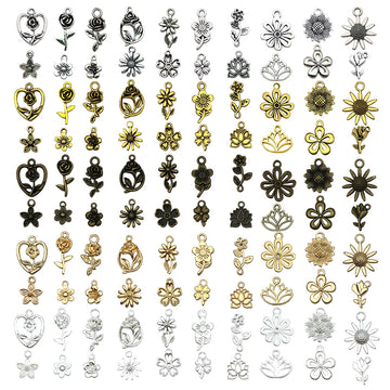 Gold-Tone Sunflower and Four-Leaf Clover Metal Charms with 6 Listed Options