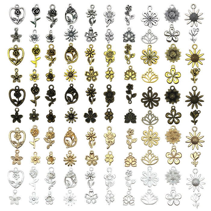 Gold-Tone Sunflower and Four-Leaf Clover Metal Charms with 6 Listed Options
