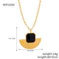 Gold Textured Fan Glass Stone Necklace And Stud Earrings view 6