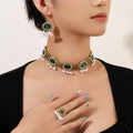 Five Color Choker Earring and Ring Coordinated Jewelry Sets view 4