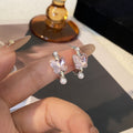 Pink and Blue Green Butterfly Pearl Look Small Hoop Earrings view 6