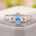 Crowned Heart Claddagh Ring In Three Center Stone Colors view 2