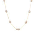 Freshwater Pearl Station Chain Necklace Gold Steel Stainless view 5