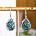 Blue And Green Teardrop Cluster Necklace And Earring Styles Silver Tone view 6