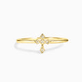 Tiny Cross Clear Stone Ring In Three Polished Metal Tones view 2