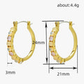 Two Tone Round Hoop Earrings with Blue and Clear Stones view 4