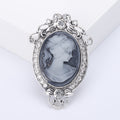 Cameo Profile Medallion Brooch in Gold or Silver Tone view 6