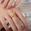 Solid Open Asymmetric Overlap Wrap Band Ring Metal view 4