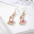 Pink Dried Flower Gold Frame Drop Earrings 10 Styles view 4