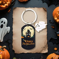 Halloween Castle Dog Tag Keychain White Ghost Charm view 4