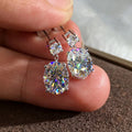 Oval Clear Solitaire Two-Tier Drop Earrings In Silver Tone view 2